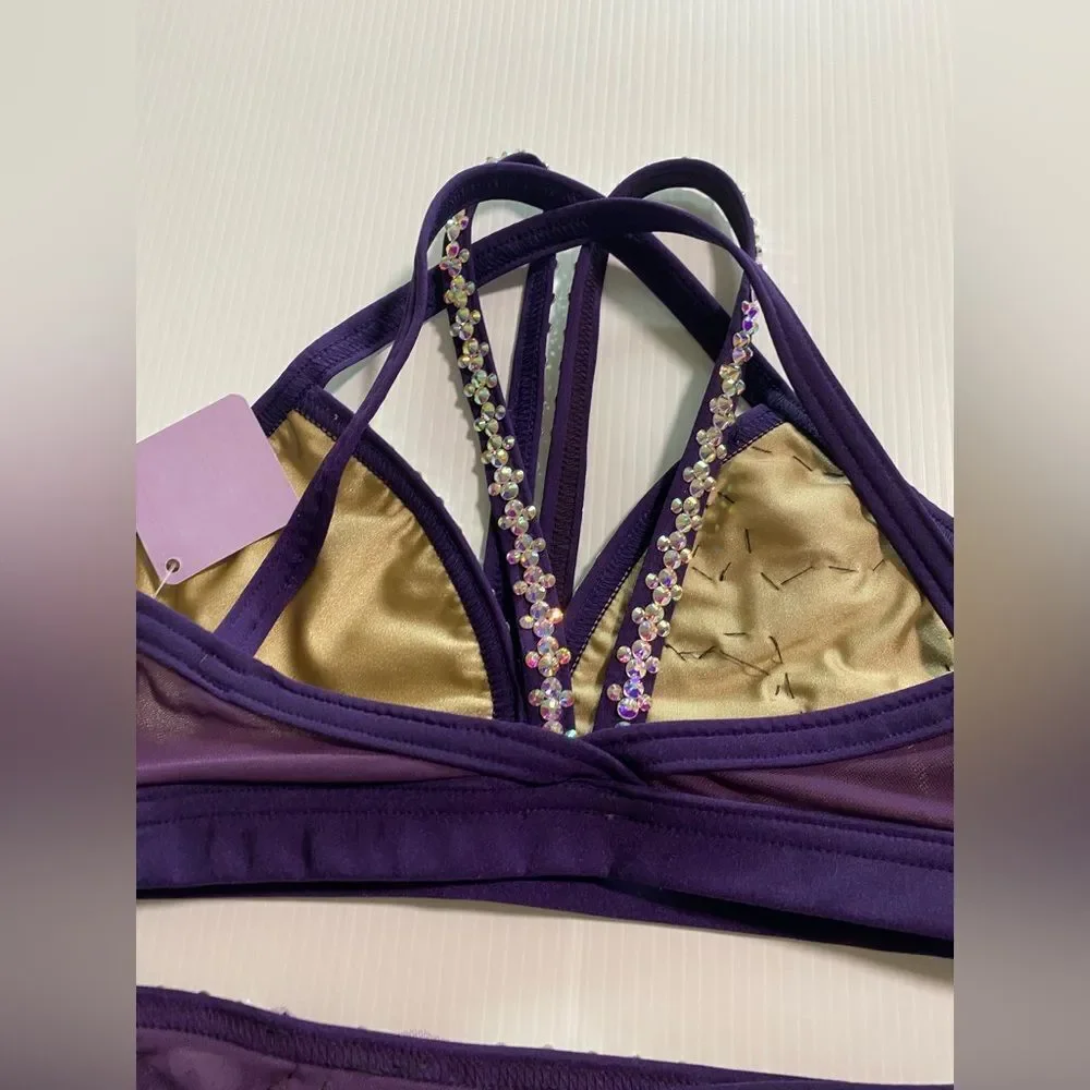 Custom solo dance convention contemporary costume 2 piece purple MA adult NEW